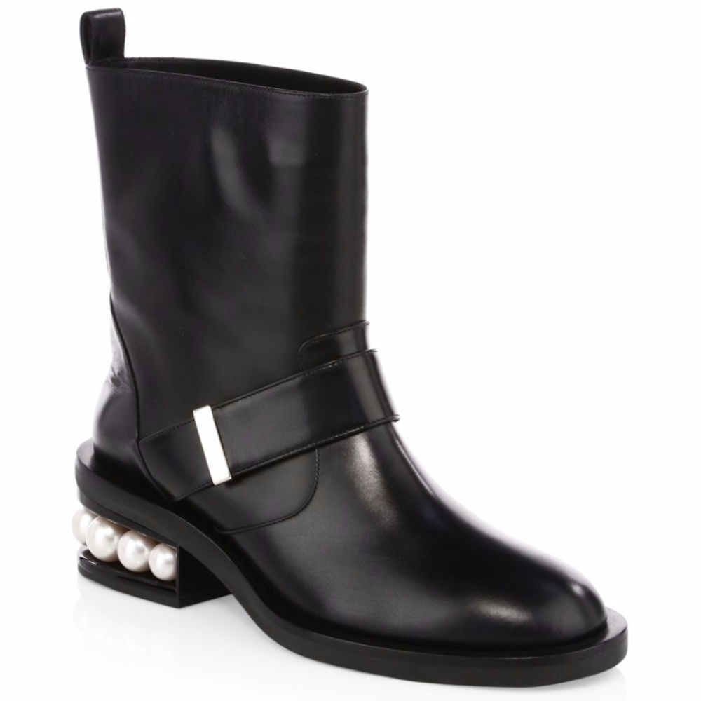 Nicholas Kirkwood Casati Pearl Leather Biker Boots